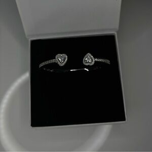 Silver Iced out Heart Charm Bangle
Bracelet Valentine's Day CZ luxury